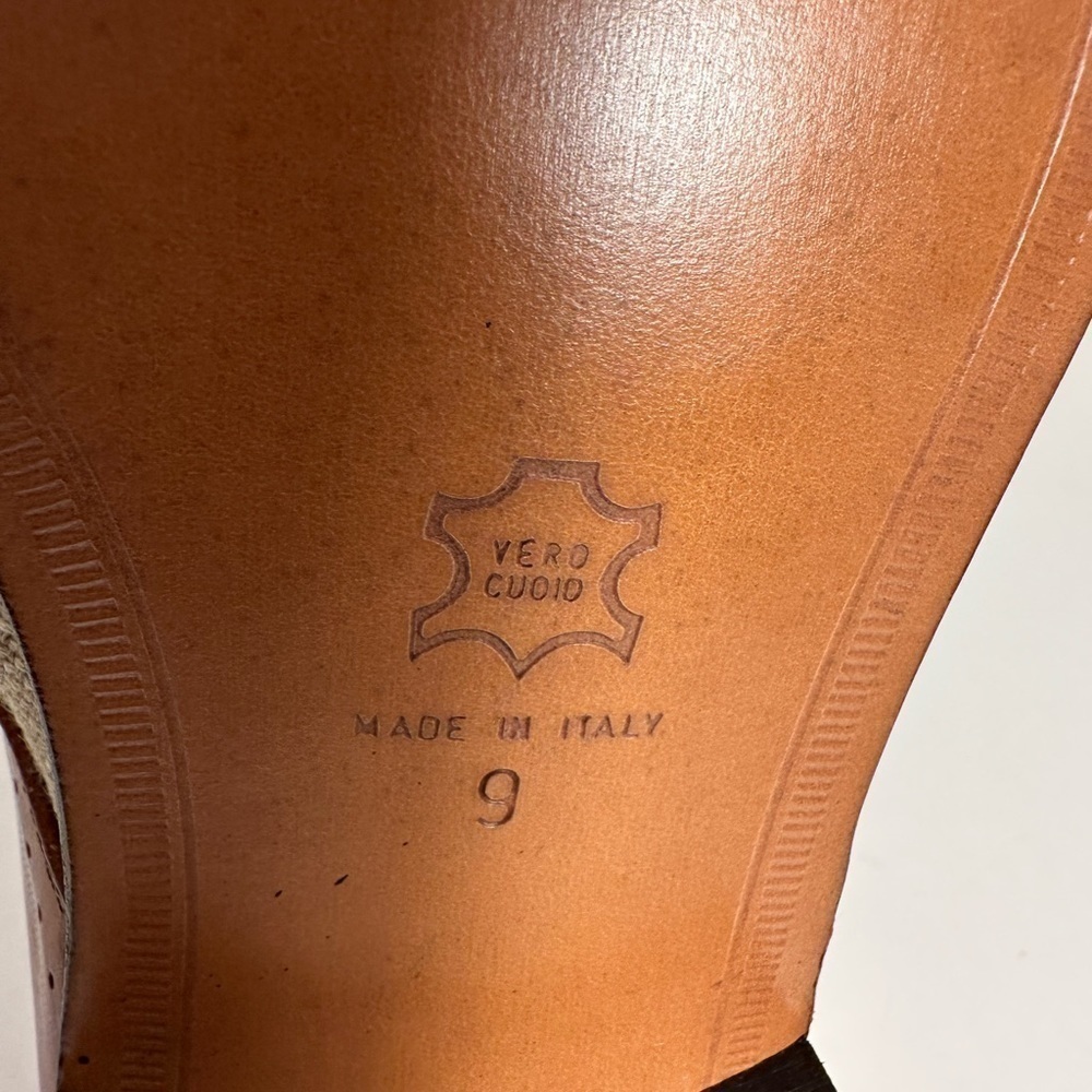 TOSI Thirty Five 35 Made In Italy Leather Fabric Brown Tan Oxford Derby Shoes 9 - Picture 10 of 11